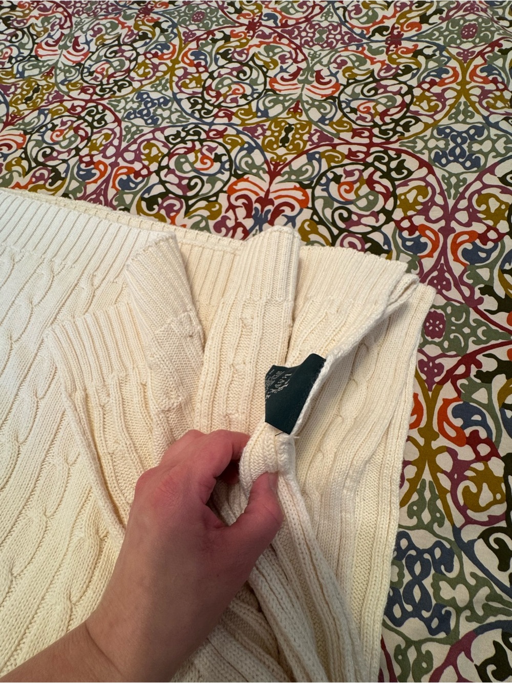 Lauren Ralph Lauren cream cable knit blanket - Picture 4 of 5
